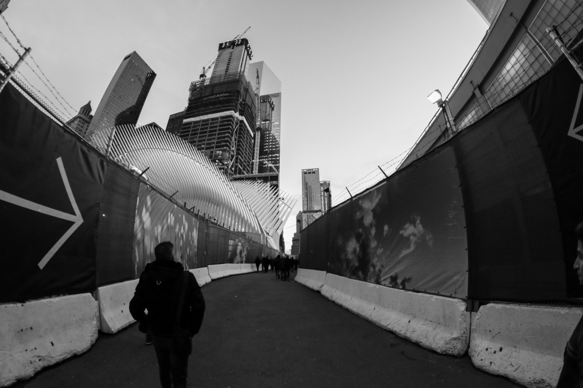 Path way from the left side of the Path Train Entrance