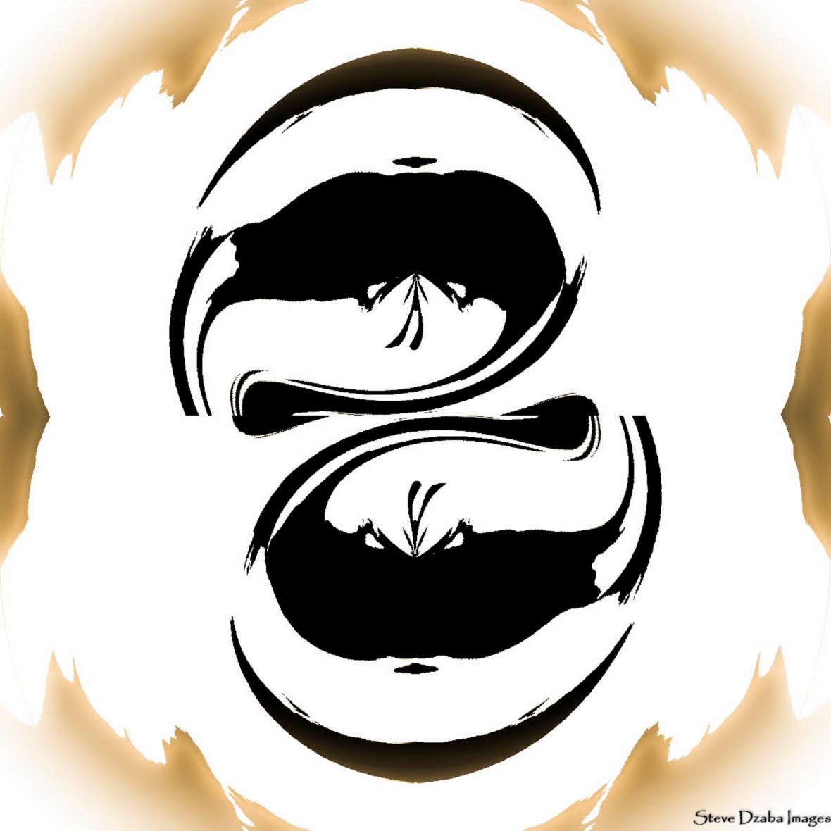 Abstract Portrait Series The Inkblot No.12 Gold Brush White &amp; Black Vignette